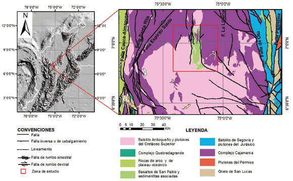 GEOLOGÍA
REGIONAL ALREDEDOR DE LOS BASALTOS DE SAN PABLO (MODIFICADA DE GONZÁLEZ, 2001).