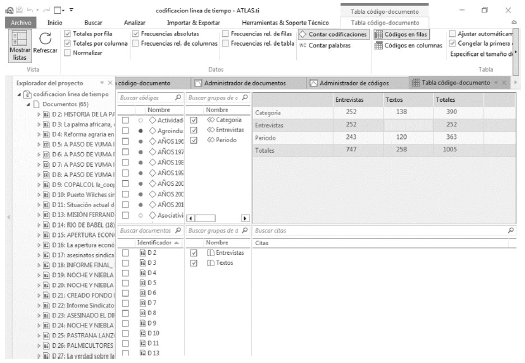 Interfaz de generación de tablas código-documento