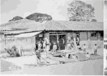 (Izquierda) Máquinas [descerezadora] y secadora de Café en la Hacienda La Rita 1891.