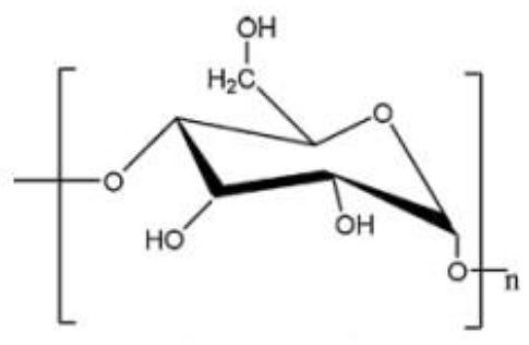 Fotografía que presenta la estructura química del almidón de yuca.