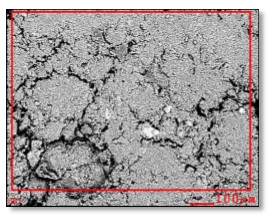 Imagen microscópica de la superficie en general de la probeta HCP5