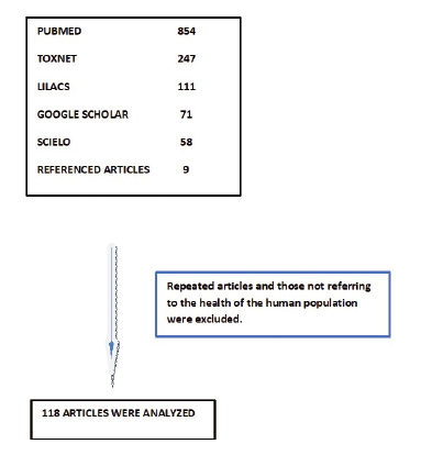 Number of articles found and selected from the databases consulted.
